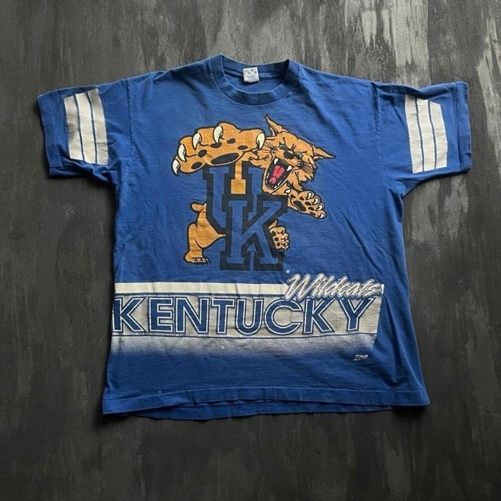 Vintage University Of Kentucky Wildcats Shirt Mens XL Blue‎ 1990s AOP NCAA